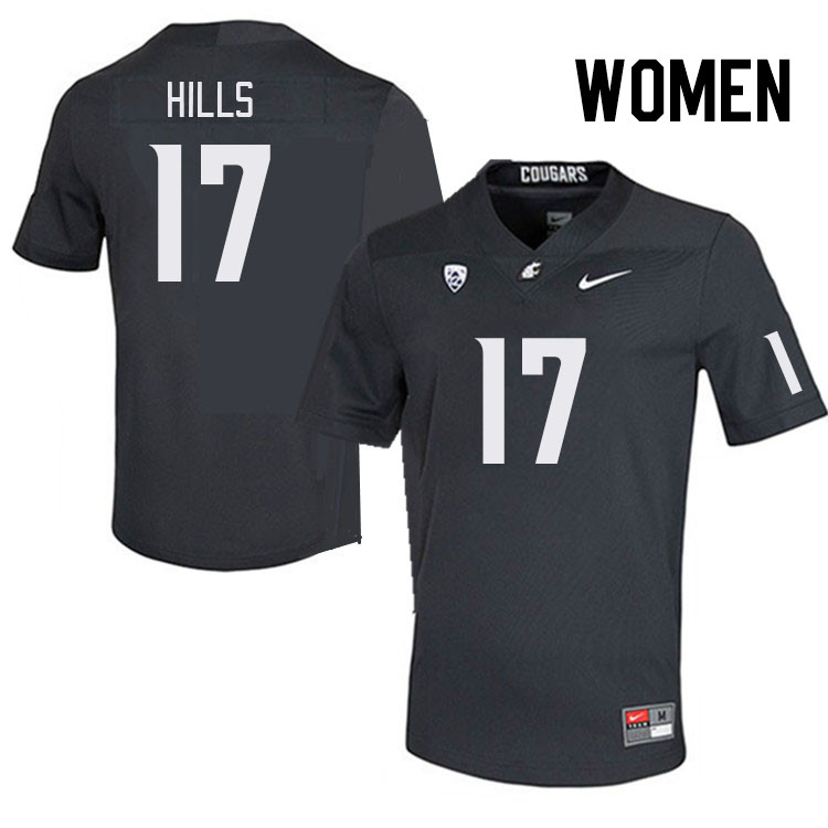 Women #17 Brandon Hills Washington State Cougars College Football Jerseys Stitched Sale-Charcoal - Click Image to Close